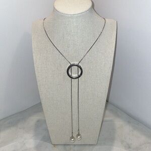 Alfani modern adjustable silver and pearl necklace